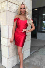 Mermaid Off the Shoulder Cap Sleeves Short Bodycon Homecoming Dress