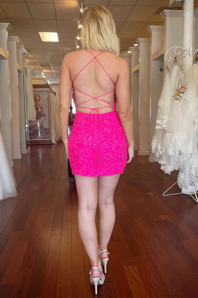 Short Mermaid Strapless Sequined Tight Homecoming Dress