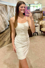 Ivory Spaghetti Straps Short Mermaid Homecoming Dress