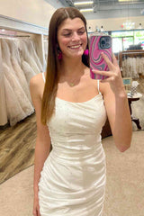 Ivory Spaghetti Straps Short Mermaid Homecoming Dress