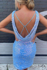 Mermaid V-neck Beaded Sequins Bodycon Homecoming Dress