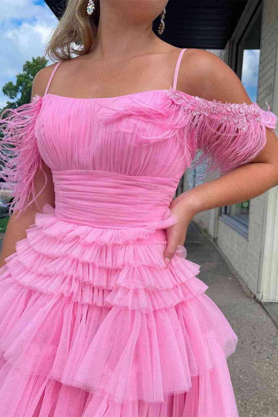 Short A-line Off the Shoulder Tulle Prom Dresses
