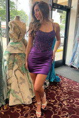 Mermaid Strapless Appliques Lace Short Homecoming Dress with Beads