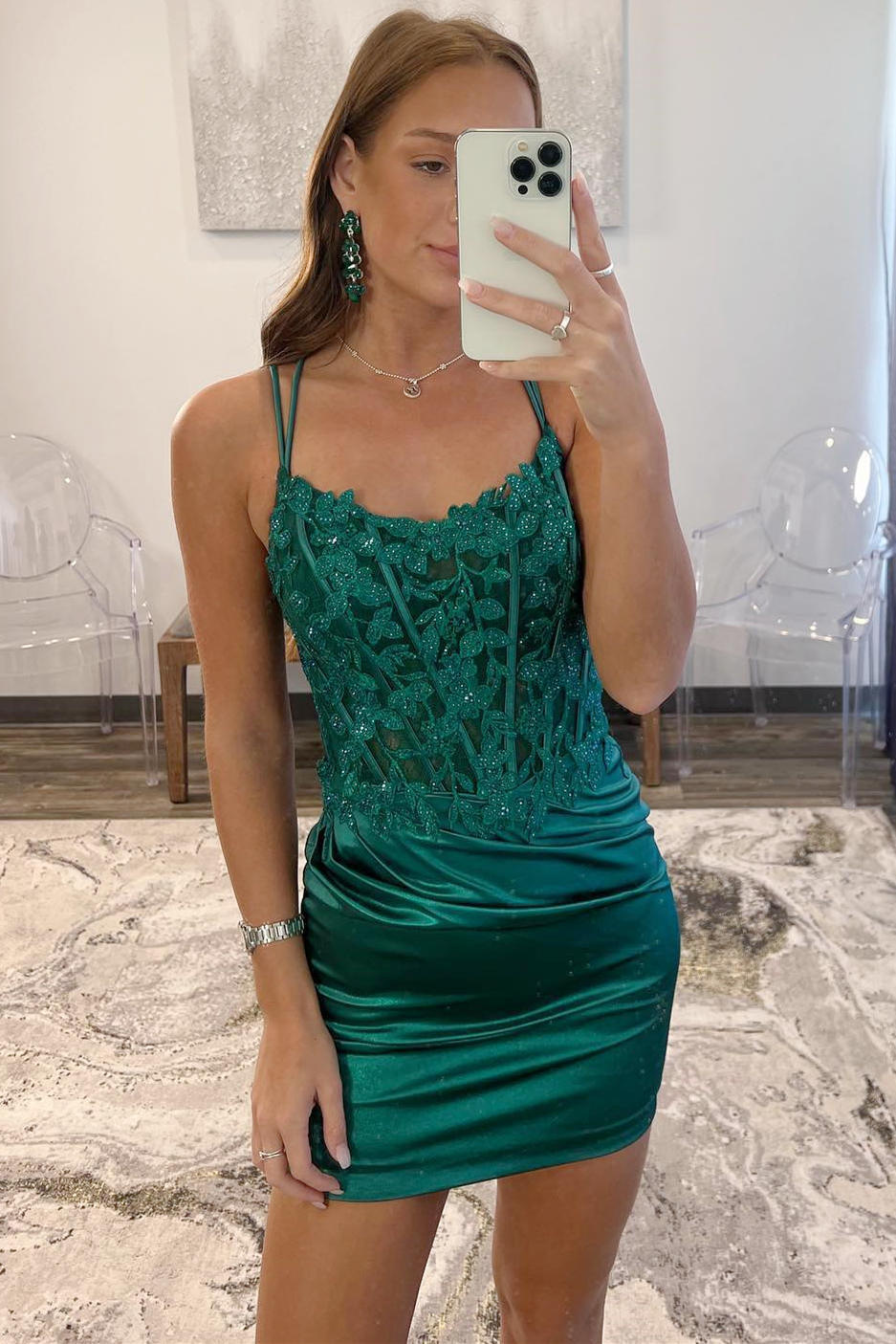 Dark Green Short Mermaid Strapless Prom Homecoming Dress
