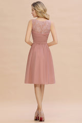 Glamorous Wide Straps A-Line V-neck Knee-length Ruched Bridesmaid Dress