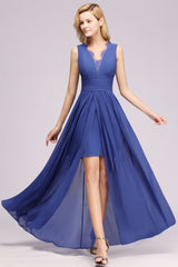 Lace Chiffon Jewel Sleeveless Ruffles Short Bridesmaid Dress