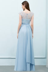 Long Chiffon Lace A-line Floor Length Bridesmaid Dress