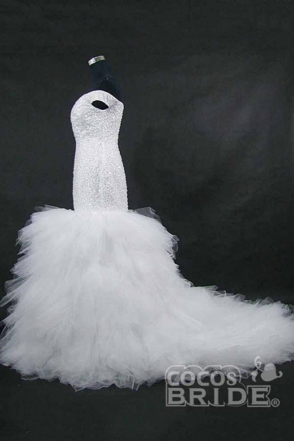 Long Off the Shoulder Sequins Lace-up Mermaid Wedding Dresses