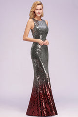 Long Sleeveless Sexy Mermaid Sequins Bridesmaid Dress