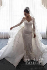 Luxury Long Sleeves Sweetheart Lace Mermaid Wedding Dresses