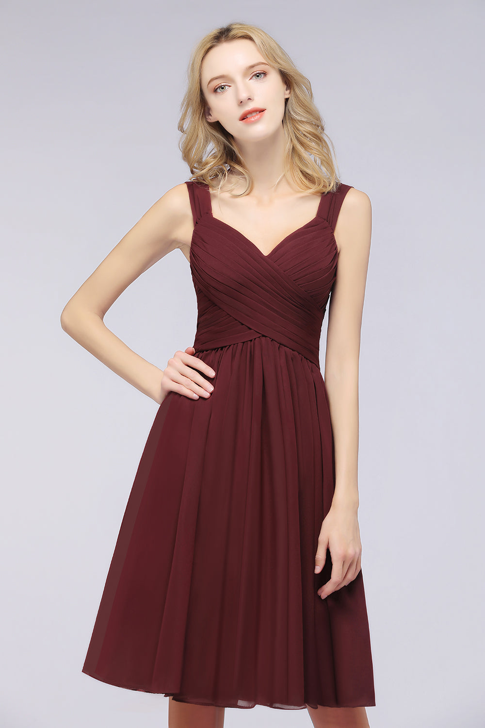 Sexy Ruffles Straps Sleeveless Short Bridesmaid Dresses