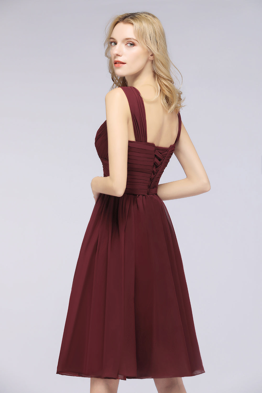 Sexy Ruffles Straps Sleeveless Short Bridesmaid Dresses