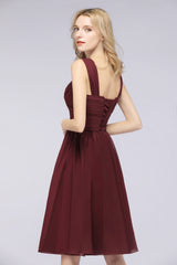Sexy Ruffles Straps Sleeveless Short Bridesmaid Dresses