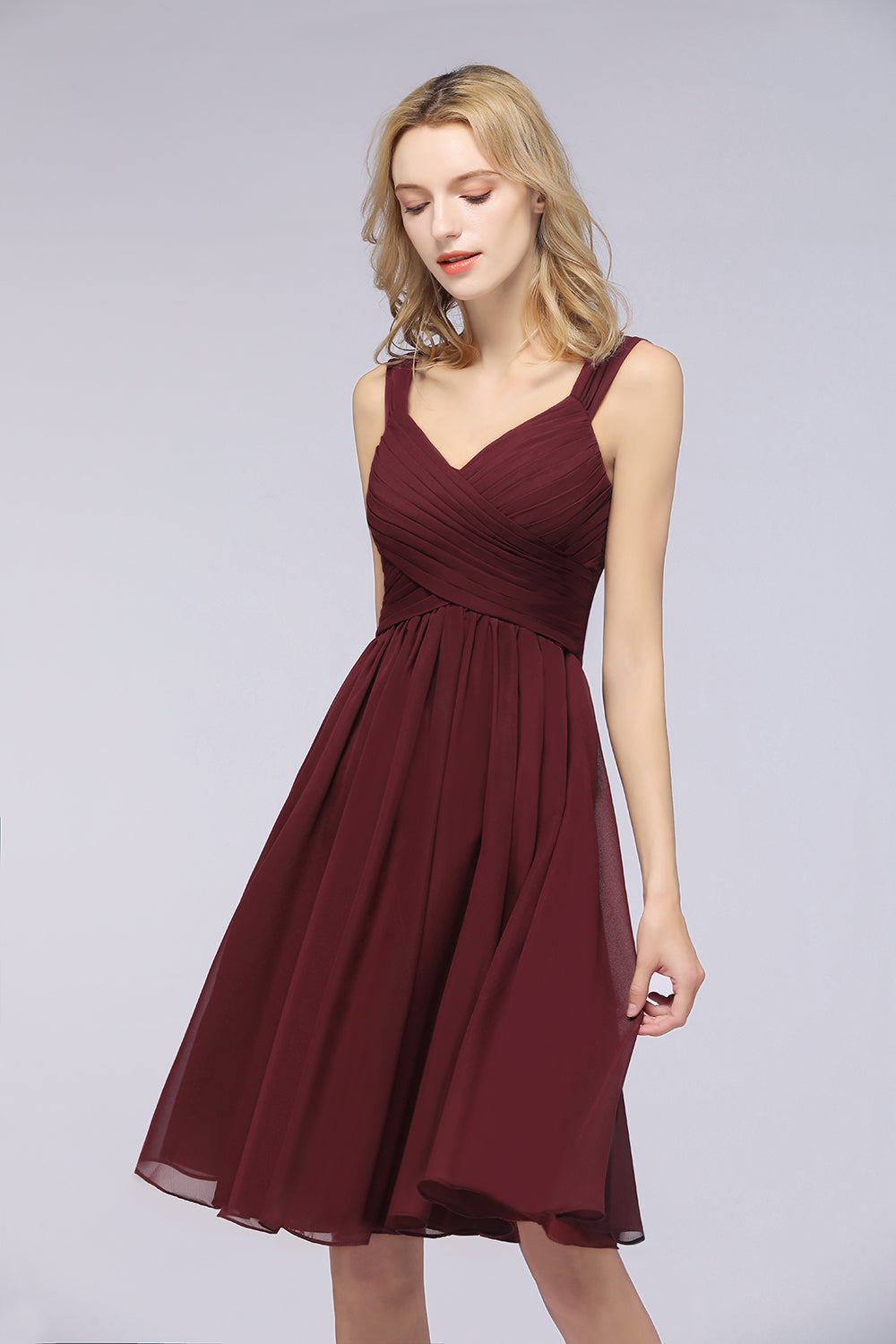 Sexy Ruffles Straps Sleeveless Short Bridesmaid Dresses