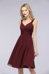 Sexy Ruffles Straps Sleeveless Short Bridesmaid Dresses