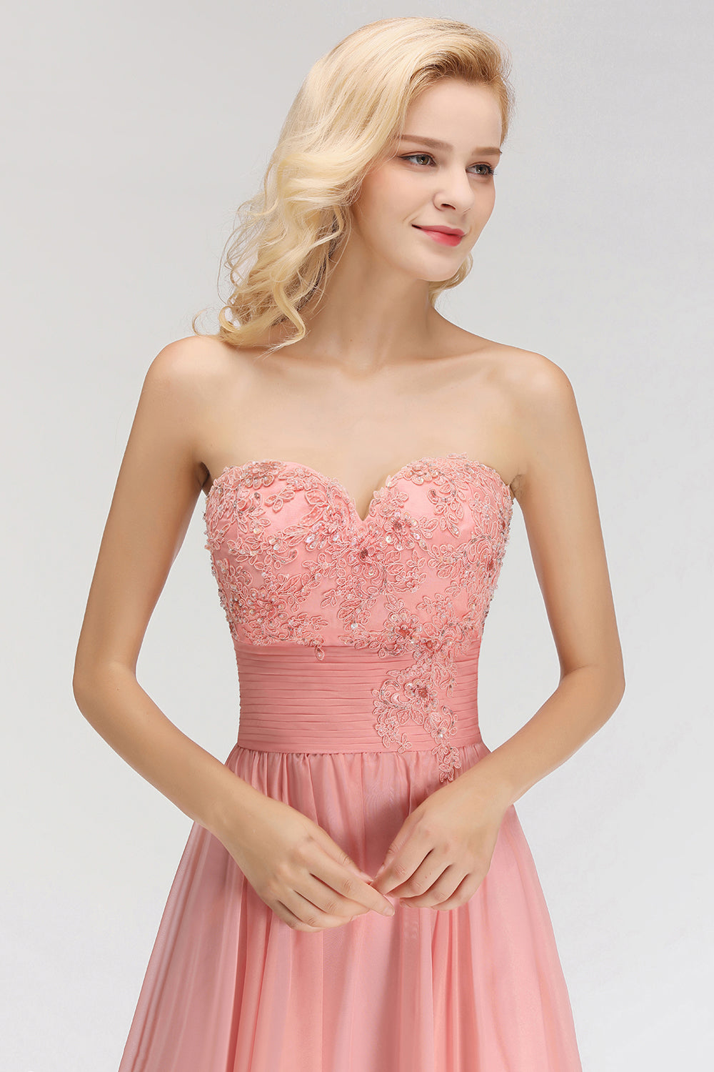 Sexy Sweetheart A-Line Appliques Long Chiffon Bridesmaid Dress