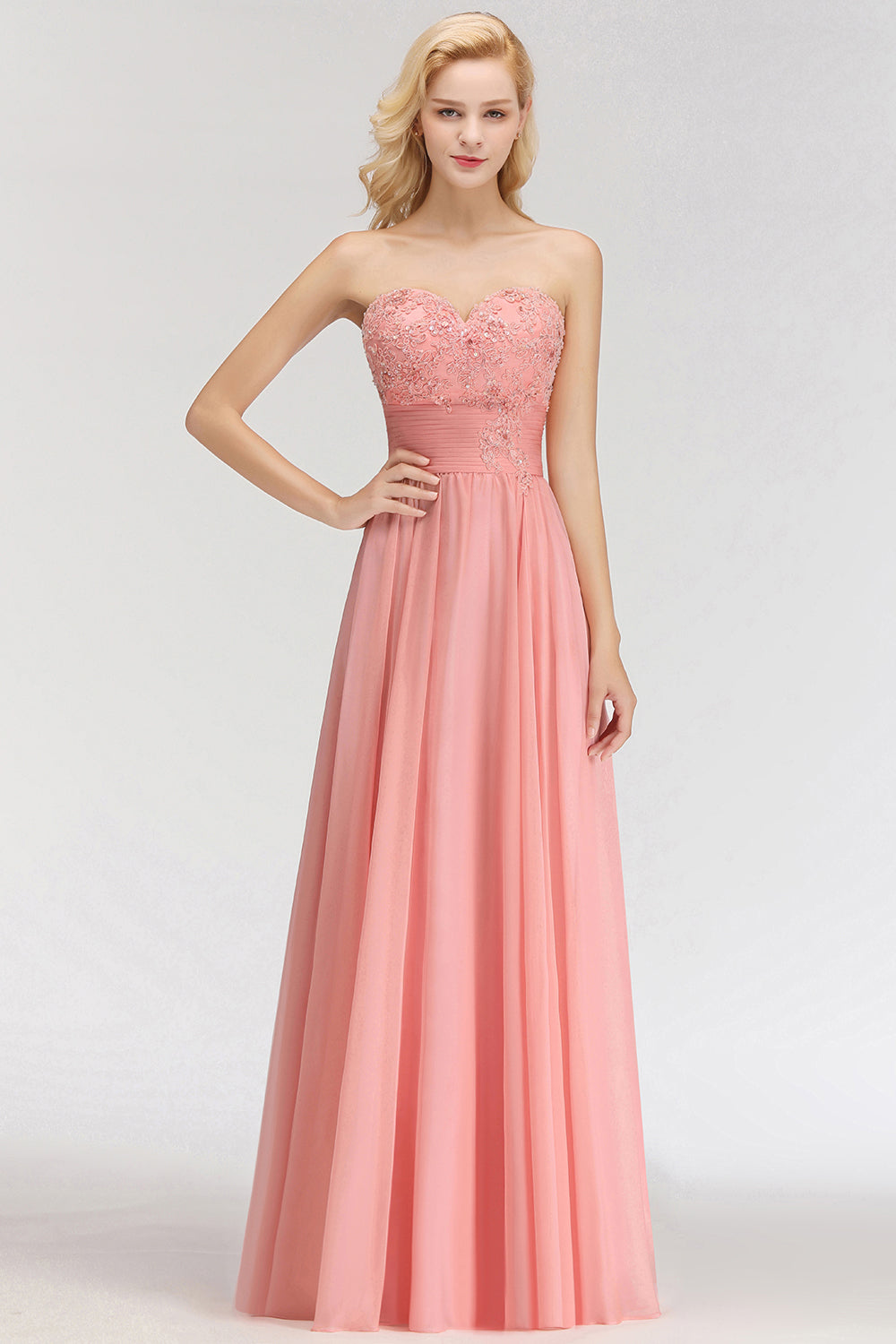 Sexy Sweetheart A-Line Appliques Long Chiffon Bridesmaid Dress