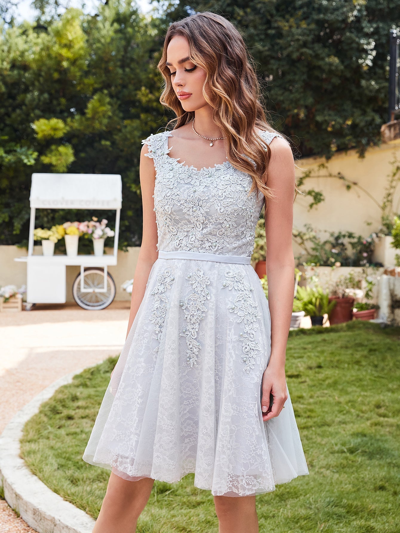Short Tulle A line Sleeveless Knee Length Homecoming Dress