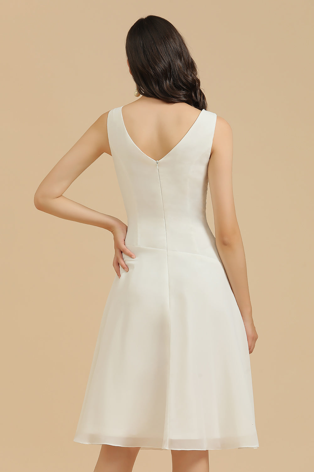 Simple A-line Straps Ruffles Short Bridesmaid Dress