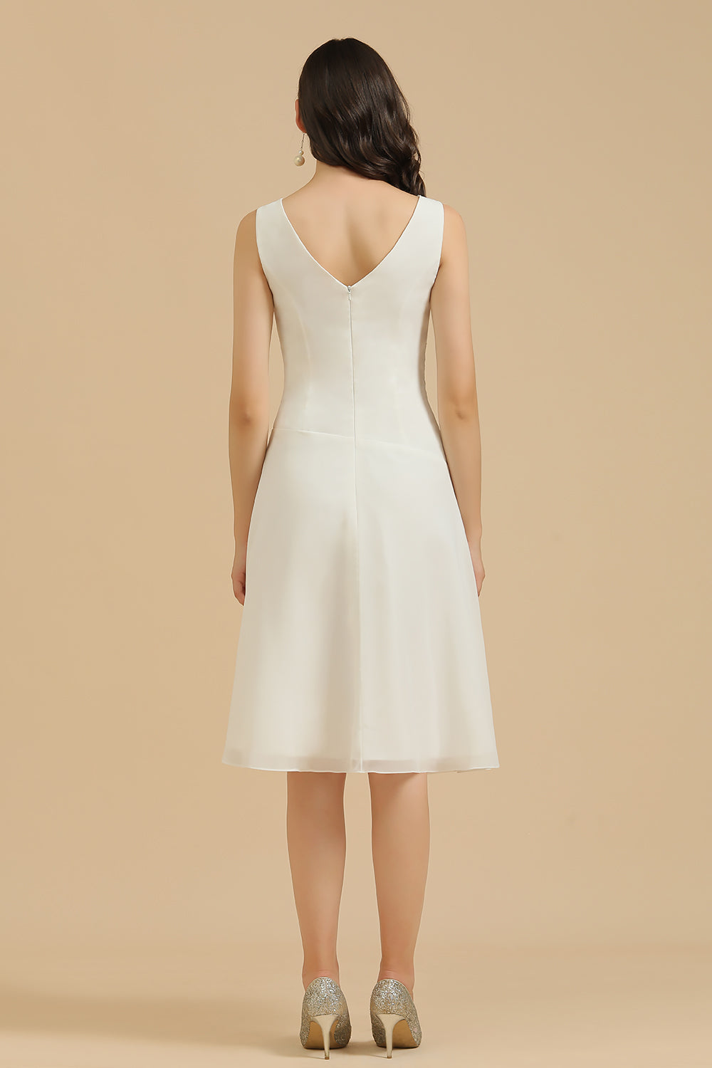 Simple A-line Straps Ruffles Short Bridesmaid Dress