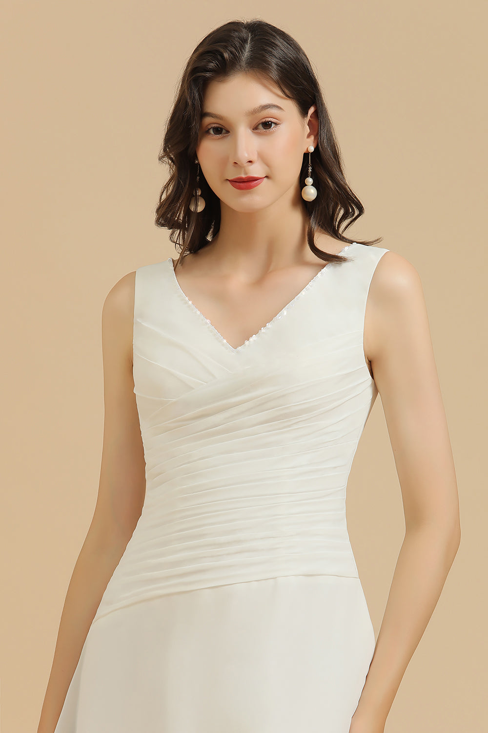 Simple A-line Straps Ruffles Short Bridesmaid Dress