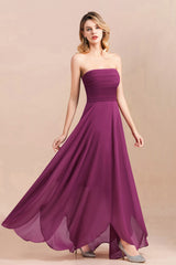 Strapless Backless Chiffon A-Line Wedding Guest Dresses
