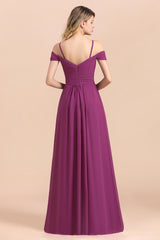 Long Off the Shoulder A-Line Chiffon Wedding Guest Dress With Side Slit