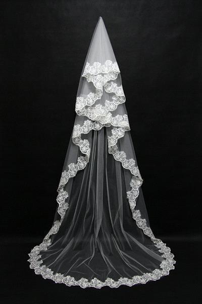 Two Tiered Veil for Bridal Women Wedding Veils With Lace