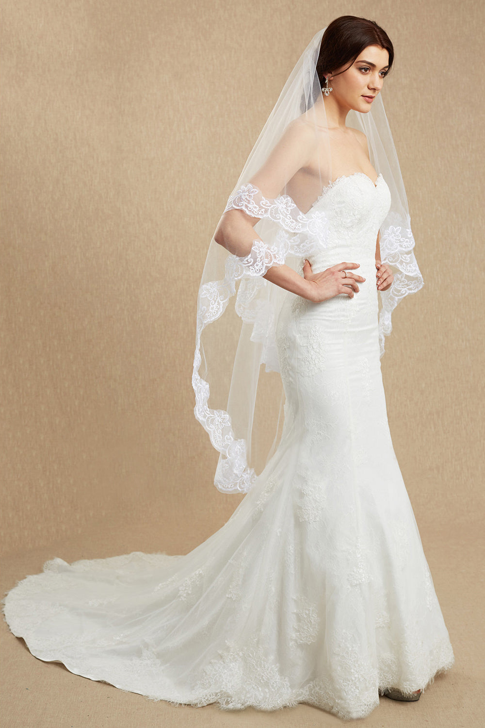 Two Tiered Veil for Bridal Women Wedding Veils With Lace