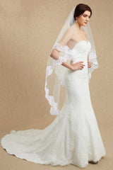 Two Tiered Veil for Bridal Women Wedding Veils With Lace