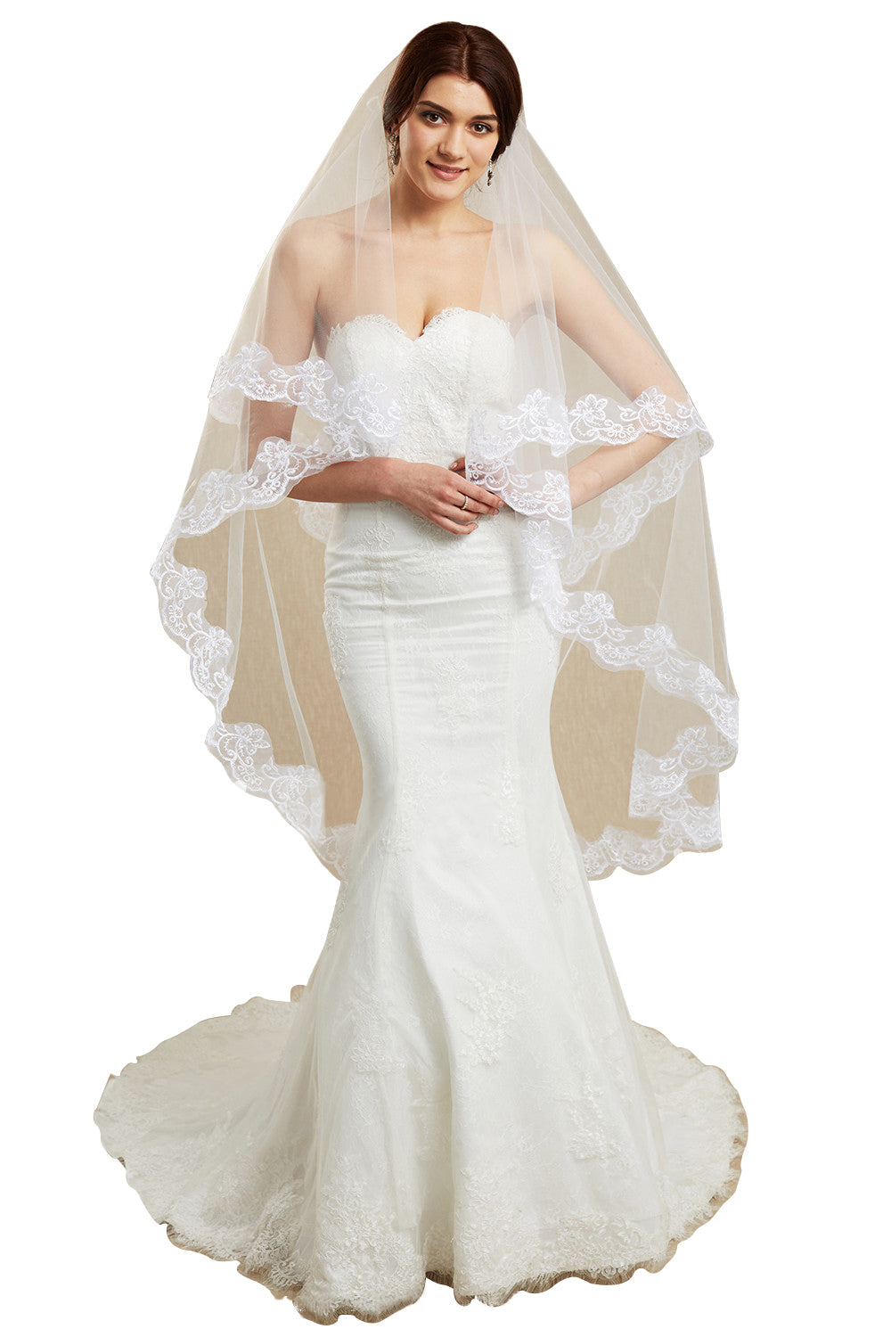 Two Tiered Veil for Bridal Women Wedding Veils With Lace