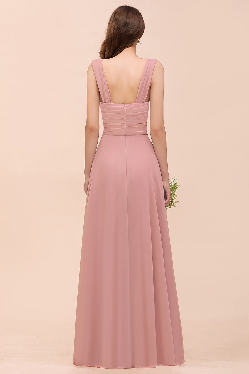 Vintage Long A-line Chiffon Sweetheart Bridesmaid Dress