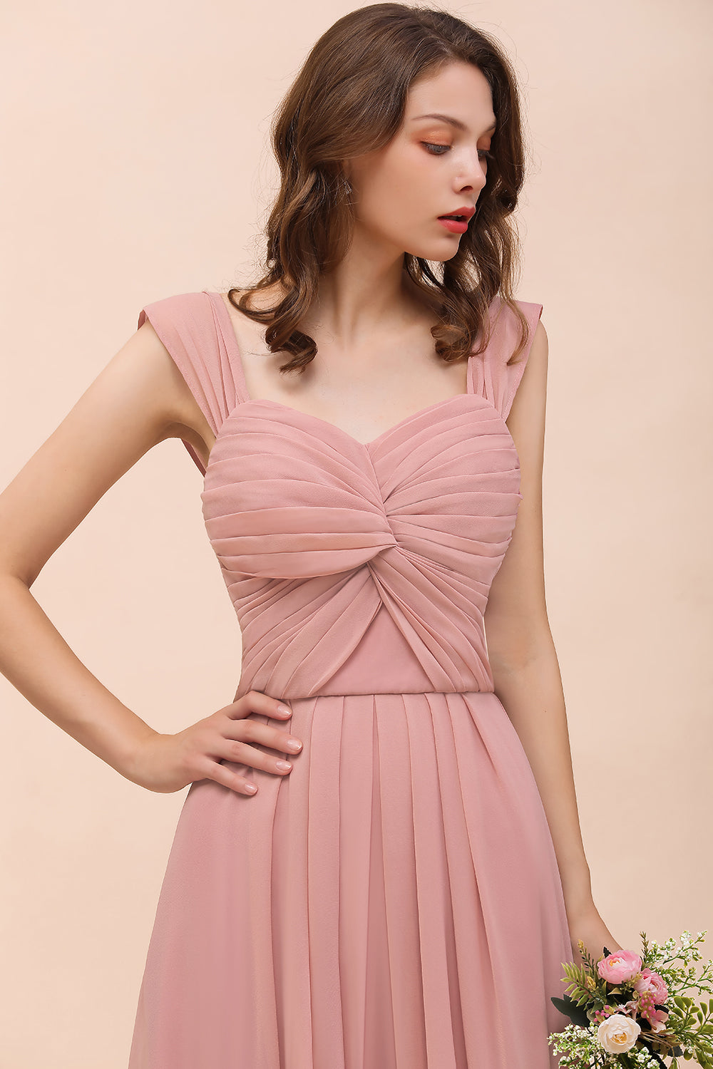 A-line Chiffon Sweetheart Long Wedding Guest Dresses