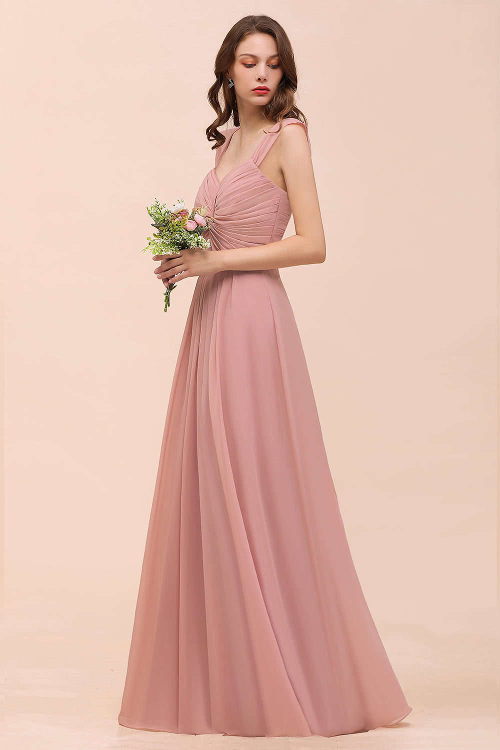 A-line Chiffon Sweetheart Long Wedding Guest Dresses