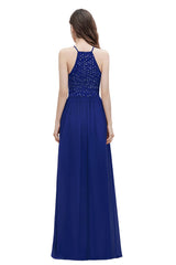 Long Halter Sequins A-line Chiffon Bridesmaid Dresses