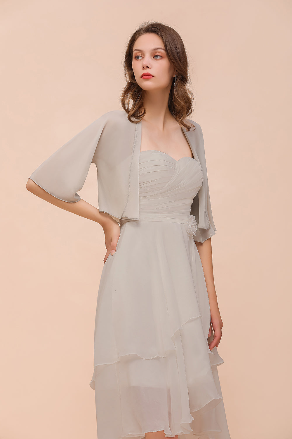 Silver Half Sleeves Chiffon Special Occasions Wraps