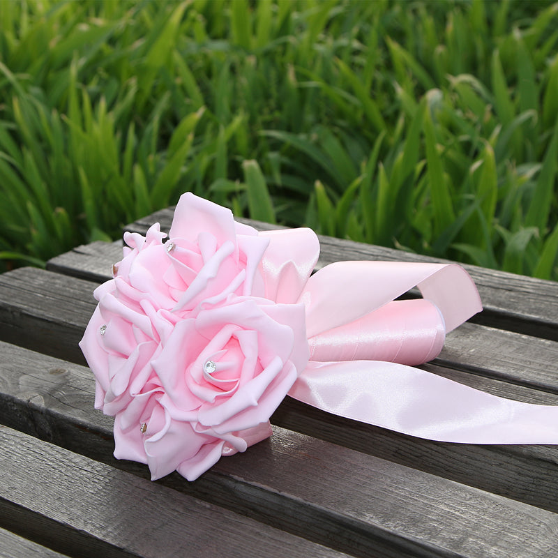 Simple Silk Rose wedding Bouquet in Multiple Colors