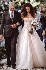 Vintage Long A-line Off the Shoulder Lace Tulle Wedding Dress