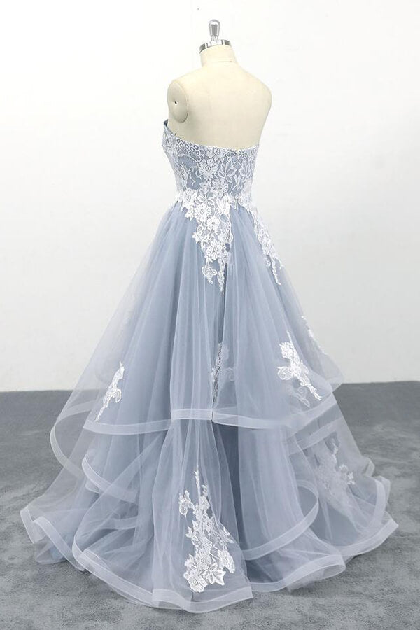 Amazing Long Sweetheart Lace Tulle A-line Wedding Dress