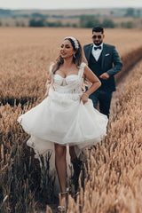 Long A Line Open Back Spaghetti Straps Sweetheart Tulle Floor Length Wedding Dress