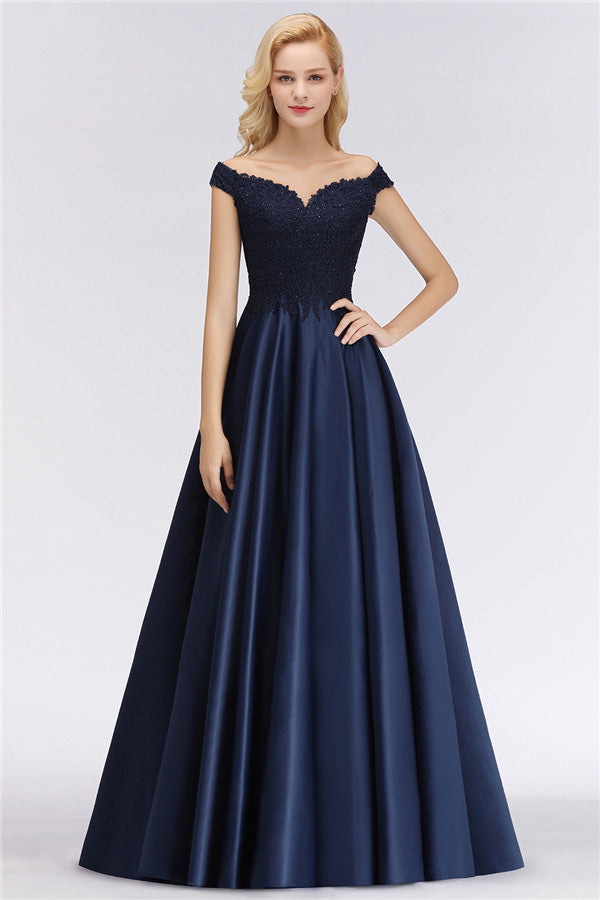 Elegant Off the Shoulder Ruffles Beads Sleeveless Bridesmaid Dress