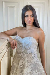 Elegant High Low A-line Sweetheart Lace Backless Short Wedding Dresses
