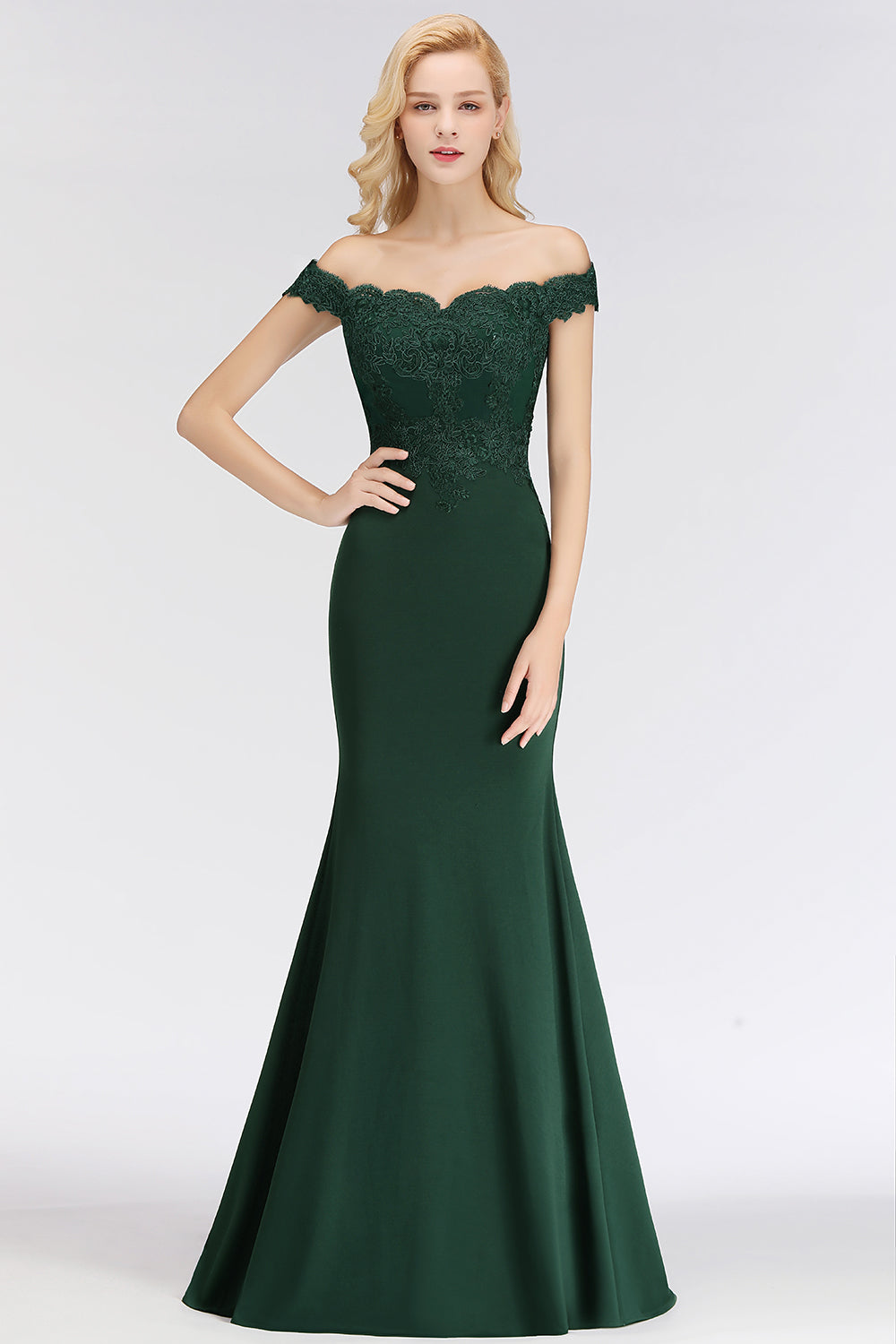 Elegant Long Mermaid Off the Shoulder Lace Bridesmaid Dresses