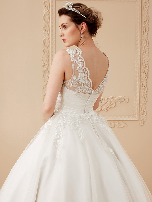 Short A-Line Satin Lace Ankle Length Vintage Wedding Dresses