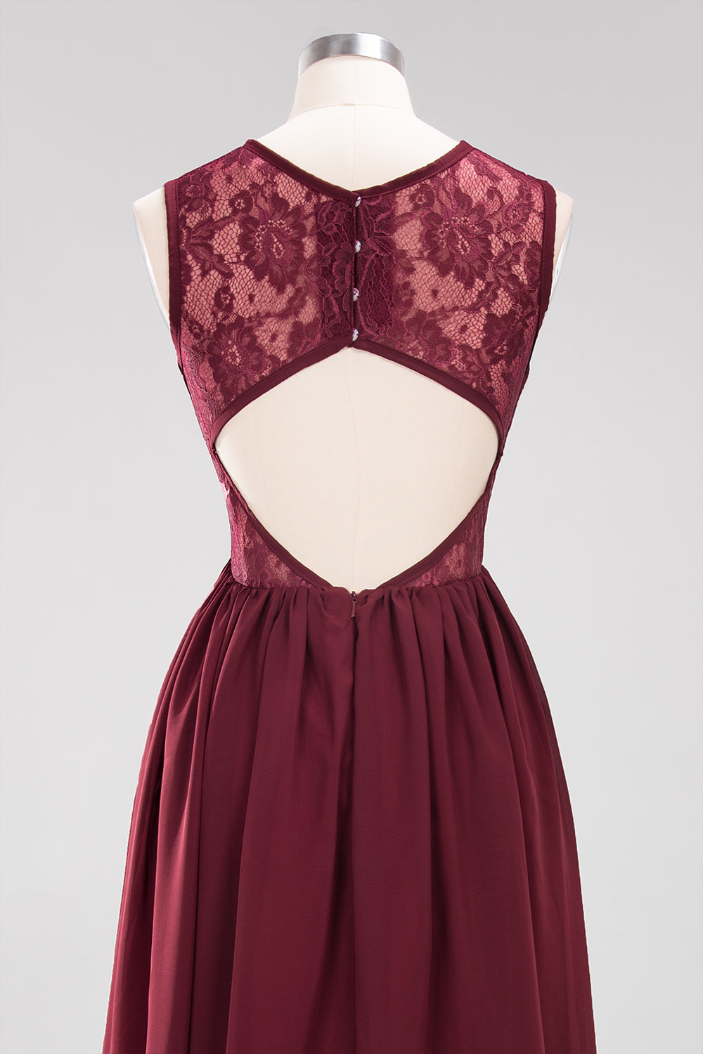 A-line Chiffon Lace Jewel Sleeveless Ruffles Floor Length Bridesmaid Dresses with Appliques