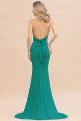 Elegant Long Mermaid Halter Pool V-neck Bridesmaid Dress