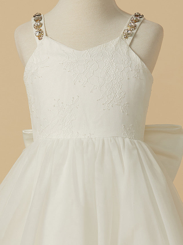 Ivory Ball Gown Tulle Lace Long First Communion Flower Girl Dresses