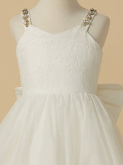 Ivory Ball Gown Tulle Lace Long First Communion Flower Girl Dresses
