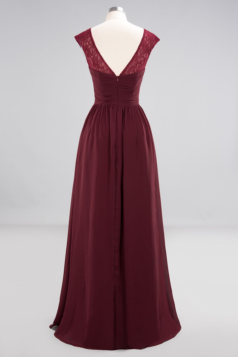 Chic Bateau A-Line Chiffon Party Dress Floor Length Ruffles Prom Dress