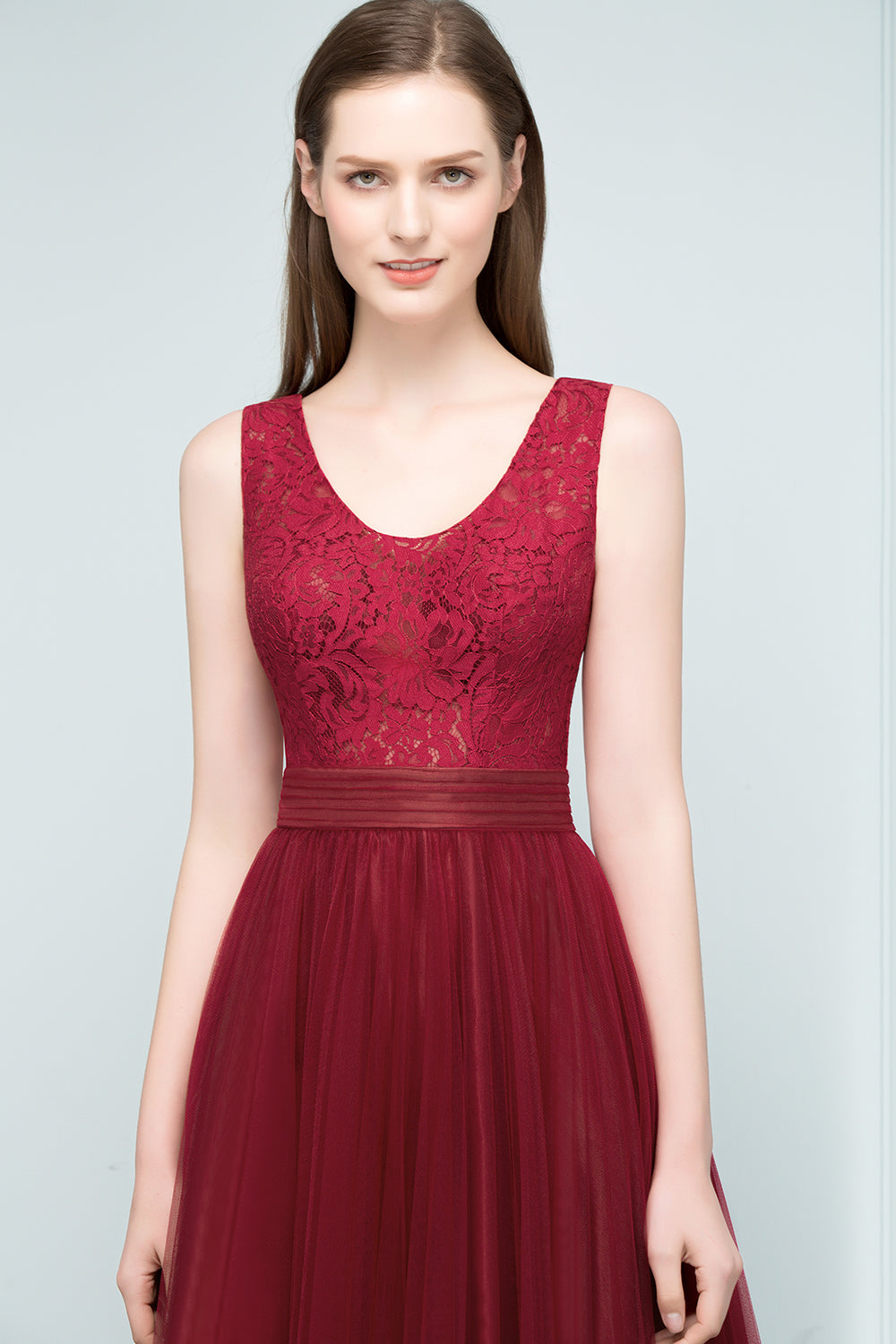 Elegant Long Straps Tulle Lace A-line Evening Formal Dress